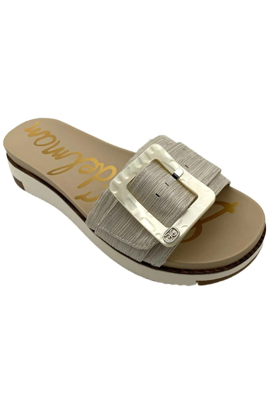 Sam Edelman Women's Ariane Platform Buckle Slide Silver Rib - Medium